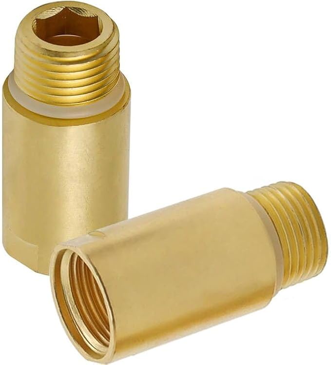 (2 pcs) Upgrade Brass Pipe Plumbing Adapter with Rubber O-ring, 1/2" NPT Male x 1/2" NPT Female Pipe Fitting Coupler, Seamless and Leakproof (3" Length)