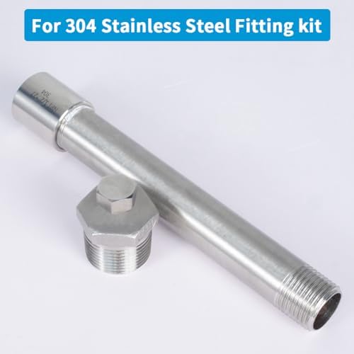 Quickun Stainless Steel Reducing Hex Bushing, 3/8" Male NPT to 1/4" Female NPT, Reducer Bushing Pipe Hose Fitting (Pack of 2)
