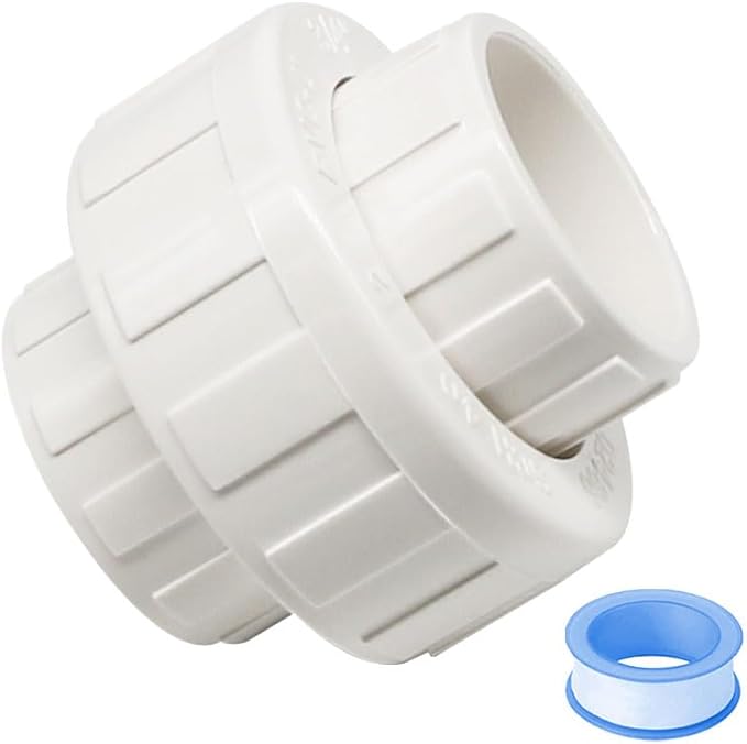 1PC 2 Inch White PVC Union Coupling Pipe Fitting with EPDM O-Ring Socket to Socket 2" PVC Pipe Adapter Coupling SCH40 HE065-2