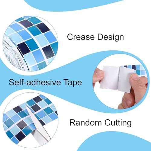 PATIKIL Caulk Tape 1.5" x 5 Ft, Self Adhesive Sealing Tape Waterproof Toilet Tub Caulk Sealant Strip Sealing Trim for Kitchen Bathroom Toilet Bathtub Sink Countertop, Dark Blue