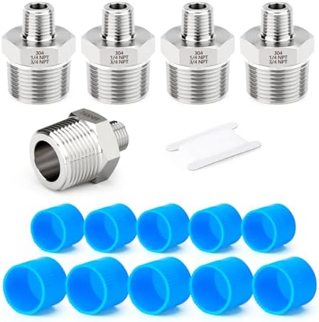 TAISHER 5PCS Forging of 304 Stainless Steel Reducer Hex Nipple, 3/4" NPT Male x 1/4" NPT Male Pipe Fitting