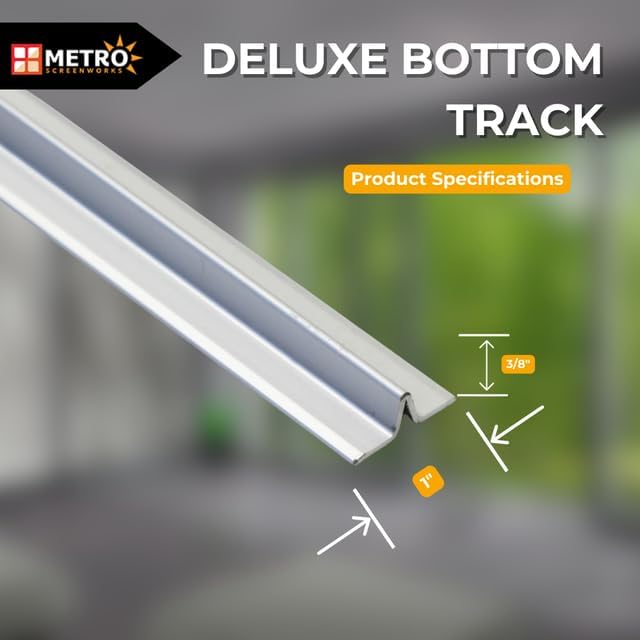 Sliding Screen Door Tracking - Silver Deluxe Bottom Track - Easy Assembly Hardware for DIY - Heavy Duty Silver Aluminum Track - 1” Wide 3/8” Tall - 96 in, 3 Piece