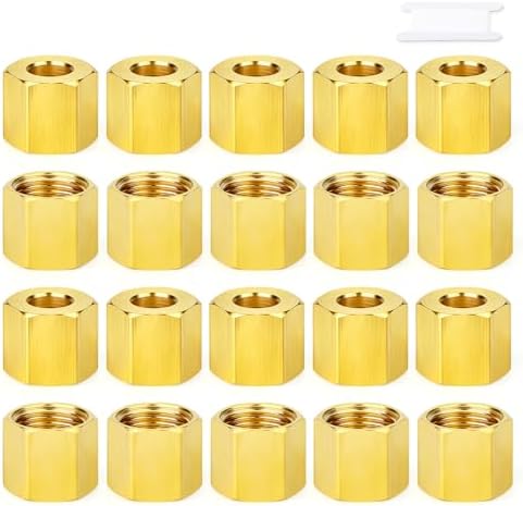 20PCS Brass Compression Nuts Fitting, 1/4"