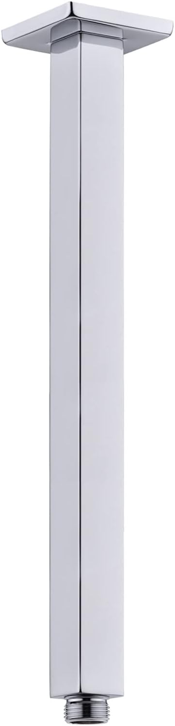 TRUSTMI Square Ceiling Mount Shower Arm with Flange, 16 Inch, Stainless Steel Extension Arm for Rainfall Shower Head, Chrome