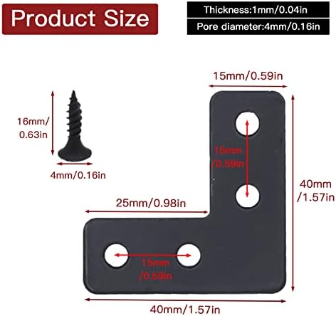20-Pack Steel Flat Mending Plate Corner Brace 1.6x1.6inch for Wood