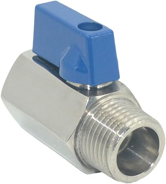 2 Pack Mini Ball Valve, Stainless Steel Female x Male NPT Thread Shut-Off Valve (1/2")