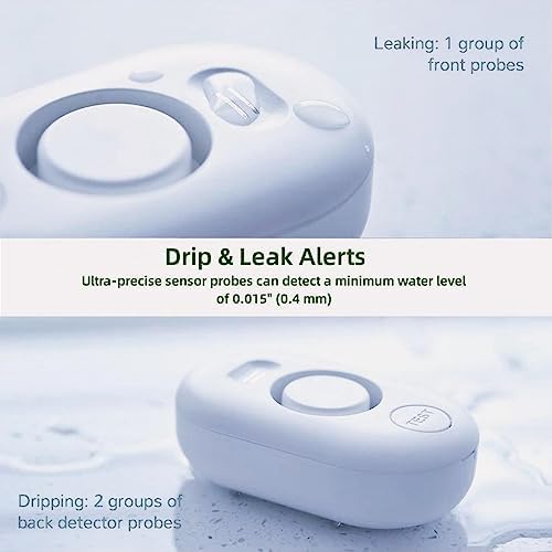 Water Leak Detector Sensor Alarm: Home Water Flooding Monitor Smart Sink Overflow Monitoring Adjustable Wet Moisture Alert Pipe Leakage Drip Detection Warning for Basement Floor (4 Sensor)