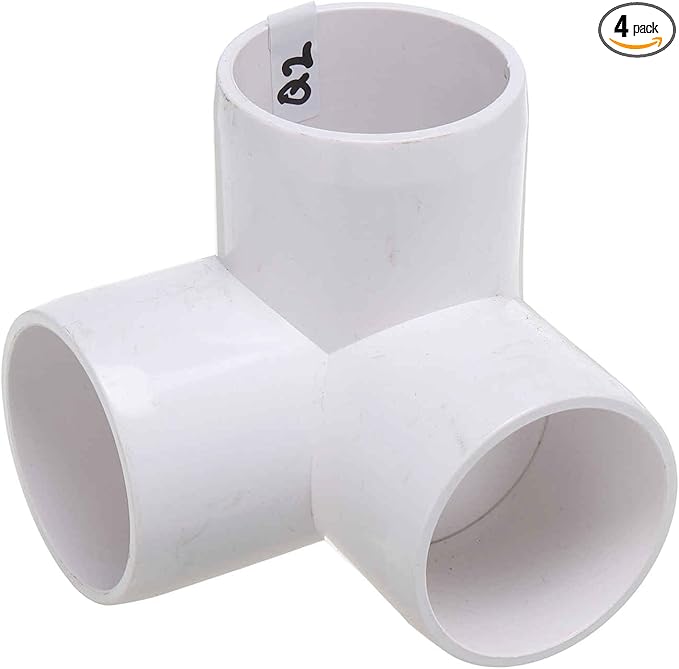 4Pcs 2" Elbow PVC Fitting, SCH40 3-Way Tee Furniture Grade PVC Pipe Fitting, DIY Corner Elbow Connector for Building Furniture, Greenhouse Frame Connection, Socket x Socket, White