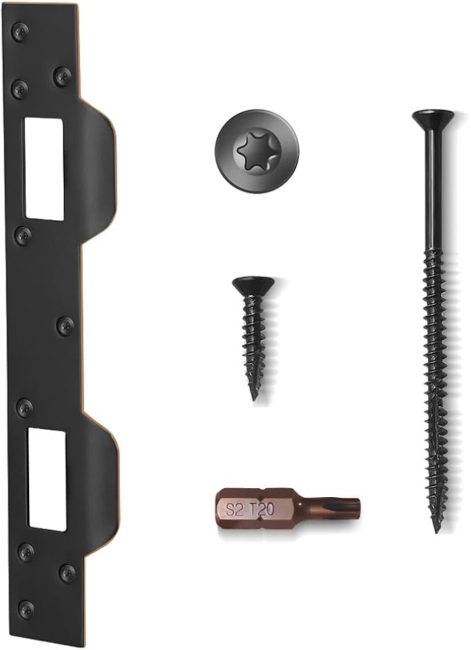 Door Strike Plate Oil Rubbed Bronze, with Reinforced Torx/Star Screws & Bit, Double Hole Reinforcement Latch Striker for Exterior/Interior Deadbolt Door Knob(1, Oil Rubbed Bronze)