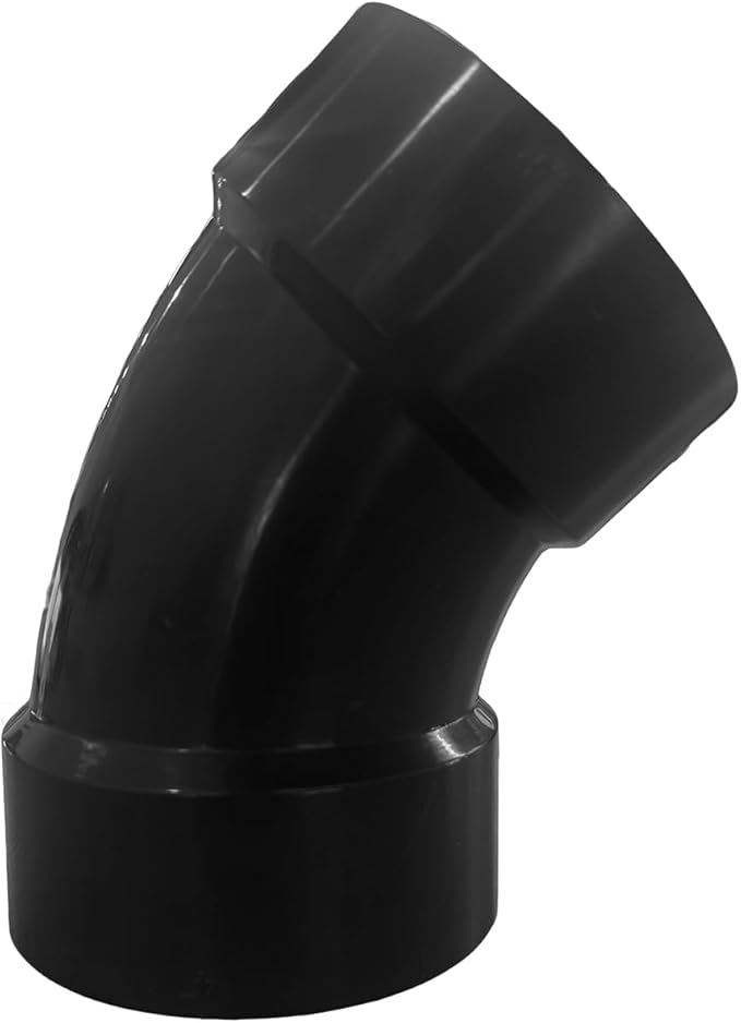 Lesso 4'' 45 Degree Elbow Pipe fitting - ABS DWV fittings(4", Black)