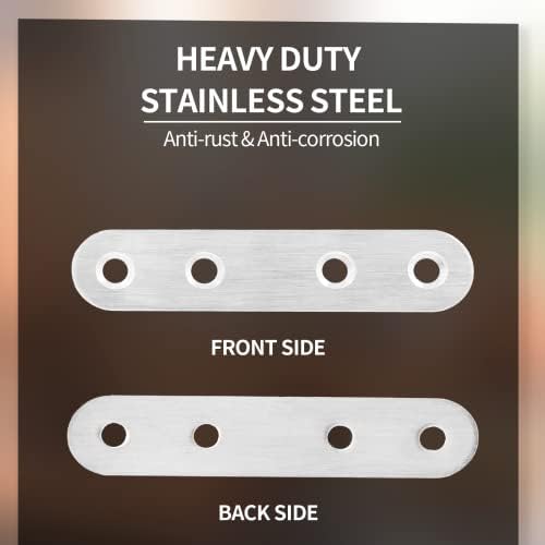 Jiozermi 12 Pcs Straight Brace, 3" x 0.7", Stainless Steel Silver