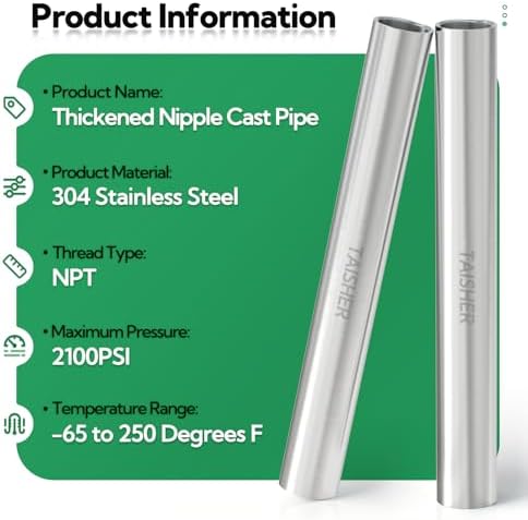 TAISHER 1Pcs Thickened Nipple Cast Pipe 1" NPT Female, 16" Length
