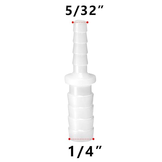 Quickun Plastic Hose Barb Reducer Fitting 1/4" to 5/32" Barbed Reducing Union Adapter Splicer Mender Joint Fitting (Pack of 2)