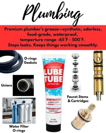 LubeTube 4oz (6 Pack) Multipurpose Synthetic Grease for Pool Equipment, Plumbing Fixtures, RV Toilets, Marine Systems, Machinery & Household Use – PFAS-Free, Food-Grade, Ceramic-Enhanced – Made in USA