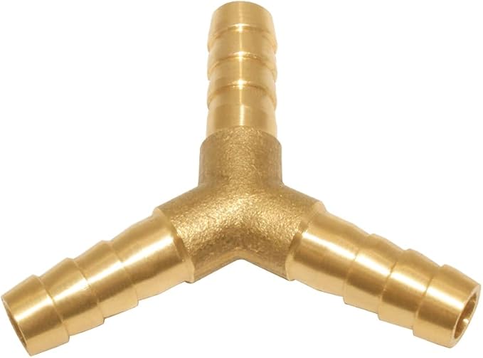 3PCS Solid Brass 1/4"OD Barb Fittings Y 3-Way Union Intersection Hose Barb Fitting for Water/Oil/Gas