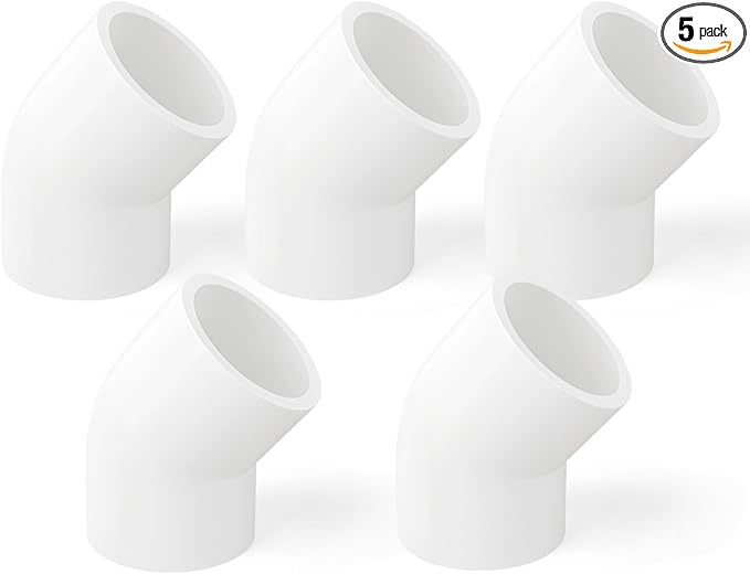 GASHER 5PCS PVC Pipe Fitting 1-1/4" PVC 45 Degree Elbow, Furniture Grade Pipe Socket Fittings, For Home or Industrial