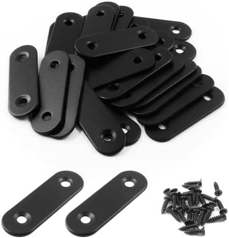 Jiozermi 24 Pcs Straight Brace, 2" x 0.6", Stainless Steel, Black