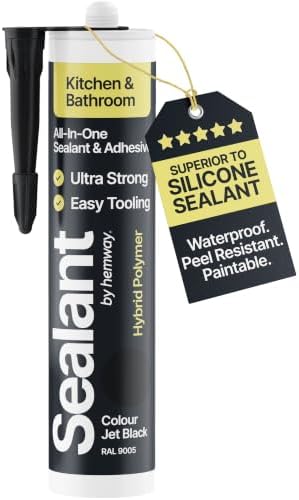 Hemway Kitchen & Bathroom Jet Black Sealant & Adhesive - 300ml 1 Pack