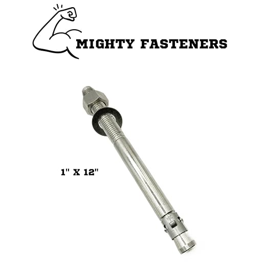 Wedge Anchors – Heavy-Duty 304 Stainless Steel Expansion Bolts for Concrete & Masonry, Rust-Resistant & Durable - 1" X 12" - 10 Pack