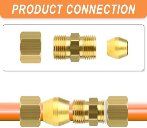 GASHER 100PCS Brass Compression Fitting, Brass Compression Sleeve Ferrules 1/8" Tube OD