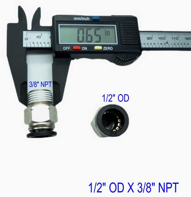 CDQBWQDJT 5 Pcs Pneumation Fitting 1/2" Tube OD Push To Connect X 3/8 NPT Pipe Male Connector