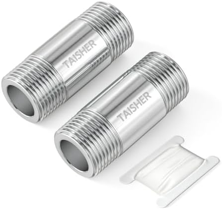 TAISHER 2Pcs 316 Thickened Nipple Cast Pipe,3/8" NPT Male, 2" Length