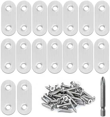 16 Pack Flat Plate Straight Brackets 40MM Stainless Steel Flat Metal Braces,Repair Bracket with Screws