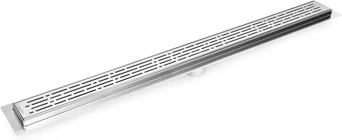 SereneDrains 304 Stainless Steel 40 Inch Linear Polished Chrome Shower Drain Kit Broken Lane Linear Shower Drains for Tile Floor Long Hair Catcher Strainer Cover Bathroom (Polished Chrome, 39 Inch)