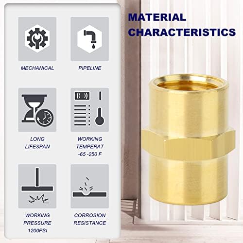 ChillWaves Brass Pipe Fitting, Hex Coupling 3/8" NPT Female x 3/8" NPT Female Thread Adapter(3-PACK)