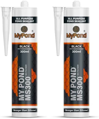 MS300 Marine Sealant Black, Window Sealer, Pond Sealer for Leaks Concrete Glass Metal, MS Polymer Adhesive 4X Stronger Than Aquarium Silicone Caulking, Pond Liner Adhesive, 300ml, 2pack