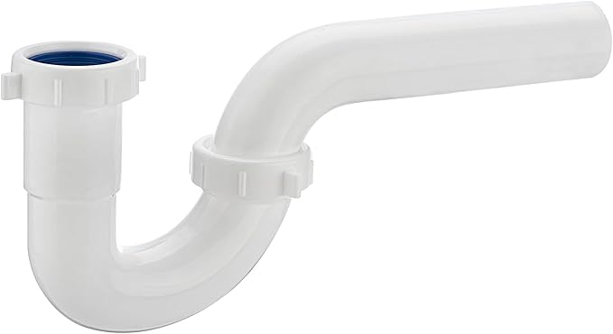 (1 Pack) Yariwiz White P Trap 1 1/2 Inch for Bathroom Kitchen Sink Drain Pipe Tubular Kit with Blue TPE Washer KSD-002W