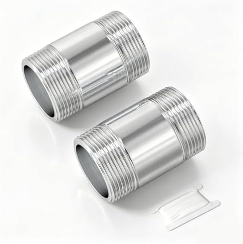 TAISHER 2Pcs 304 SS Nipple Cast Pipe Fitting 3/4" NPT Male, 2" Length