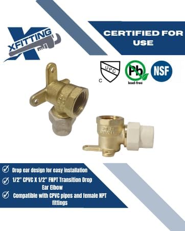 XFITTING 1 Piece 1/2 in Female NPT x 1/2 in CPVC Drop Ear Elbow