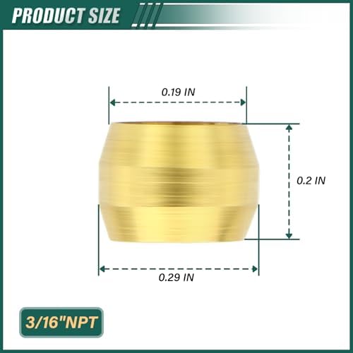 100PCS Brass Compression Fitting, 3/16" Tube OD