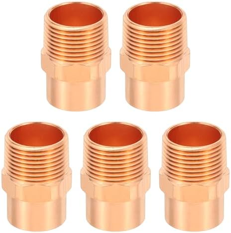 PATIKIL 3/4" Male Adapter Fitting with C x M Connections, 5 Pcs Copper Pipe Fittings with Sweat Solder X FNPT Connection Threaded Tubing Connector for Residential, Commercial