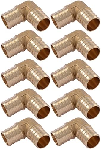 SharkBite 1 Inch Crimp 90 Degree Elbow, Pack of 10, Brass Plumbing Fitting, PEX Pipe, PE-RT, UC260LFA10