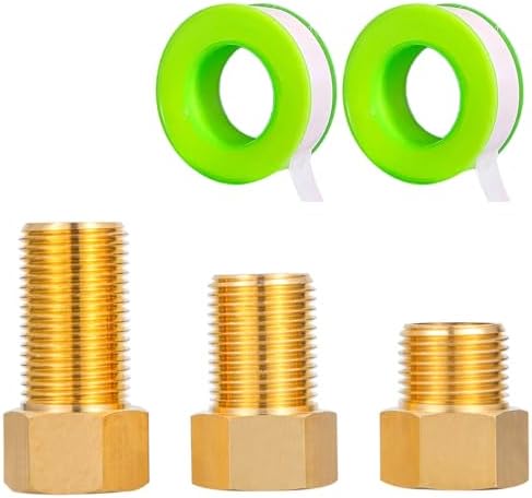 Brass Pipe Fitting, 1/2" Female to 1/2" Male Pipe Nipple Extension Connector, Hex Bushing Adapter Set with Teflon Tape, Length 30MM/40MM/50MM (3PCS)