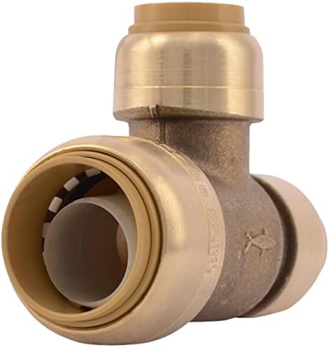 SharkBite 3/4 Inch x 1/2 Inch x 1/2 Inch Reducing Slip Tee, Push To Connect Brass Plumbing Fitting, PEX Pipe, Copper, CPVC, PE-RT, HDPE, U454LFA
