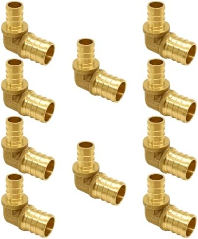 Uenede Brass 3/4 to 1/2 Inch PEX Reducer Elbow Coupling, 10PCS