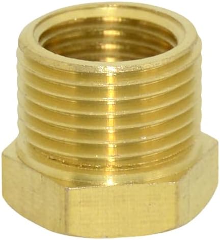 2pcs 1/4" NPT Male To 3/8" NPT Female Brass Reducer Thread Hex Bushing Brass Threaded Pipe Fitting,Hex Reducing Convert Adapter Pipe Fitting (1/4"*3/8")