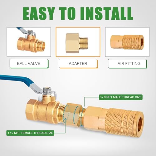 Brass Pipe Fitting Reducer Adapter,3/8" NPT Thread Male to 1/2" NPT Thread Female Fittings Brass fitting,5 Pack
