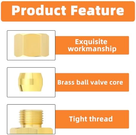 GASHER 10PCS Brass Compression Union Tube Pipe Fitting Connector, 3/8" Tube OD x 1/4" NPT Female Connector