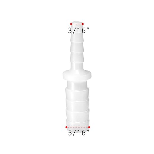 Quickun Plastic Hose Barb Reducer Fitting 5/16" to 3/16" Barbed Reducing Union Adapter Splicer Mender Joint Fitting (Pack of 5)