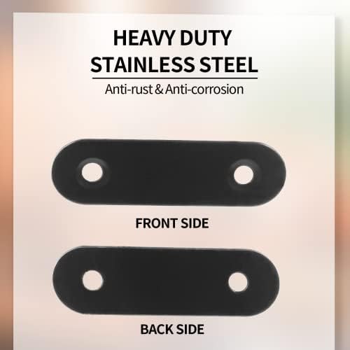Jiozermi 24 Pcs Straight Brace, 2" x 0.6", Stainless Steel, Black