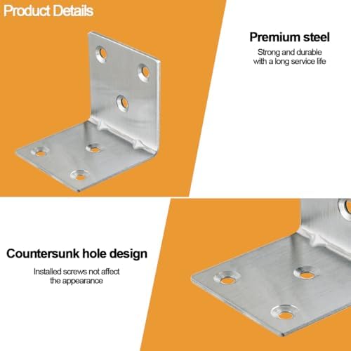 20PCS L Brackets Corner Bracket 2"x2"x2", Heavy Duty Corner Brace for Wood, Right Angle Brackets, 50MM 2Inch Wide 90 Degree Bracket for Wooden Frame Furniture Shelves Chairs