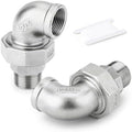 TAISHER 2PCS 304 Stainless Steel 90 Degree Elbow Union, 3/4" NPT Female x 3/4" NPT Male Cast Pipe Fitting