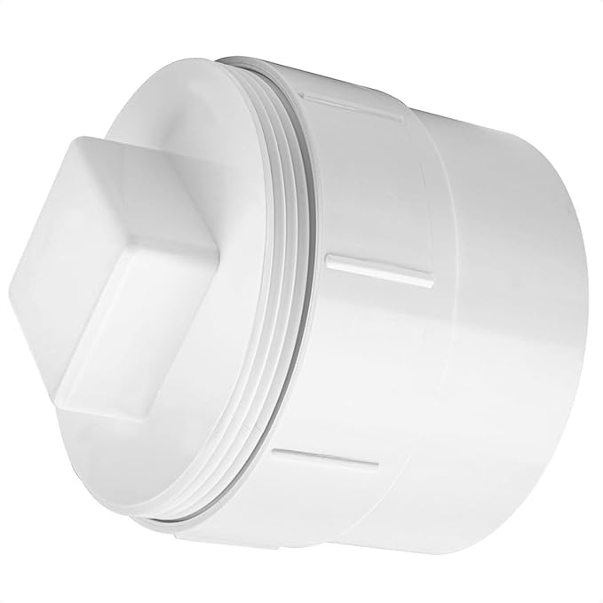 4" PVC Sewer Cleanout Adapter with Plug Pipe Fitting, Drainage Sewer Cleanout Cap PVC DWV Pipe Cover,For Use With 4-Inch Sewer and Drain Pipe