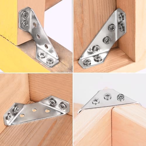 PlusRoc 12-Pack Stainless Steel Corner Brackets for Wood