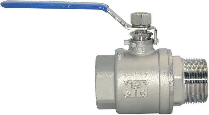 1Pcs Full Port Ball Valve 1-1/4'' - Heavy Duty Male NPT (MNPT) X Female NPT (FNPT) Thread with Long Handle Switch,Stainless Steel 304 for Water, Oil, and Gas,1000WOG