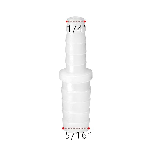 Quickun Plastic Hose Barb Reducer Fitting 5/16" to 1/4" Barbed Reducing Union Adapter Splicer Mender Joint Fitting (Pack of 5)
